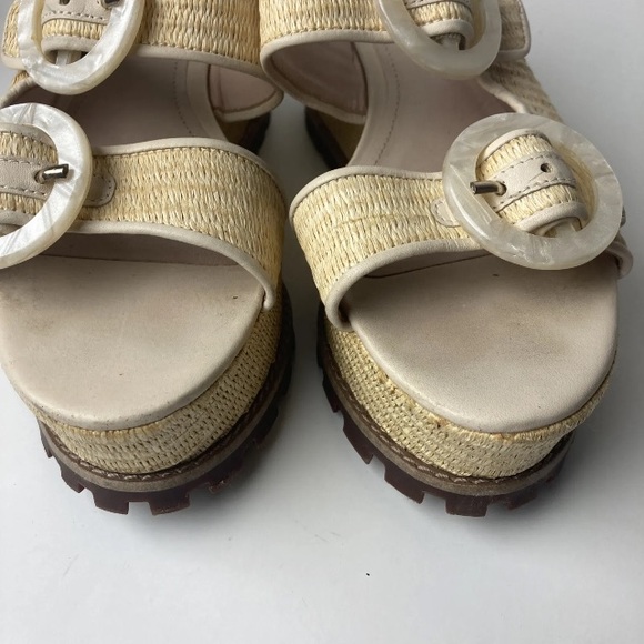 Schutz sandals 10.5 B Platform bella Rafia nude natural Slides Espadrille - Picture 4 of 13